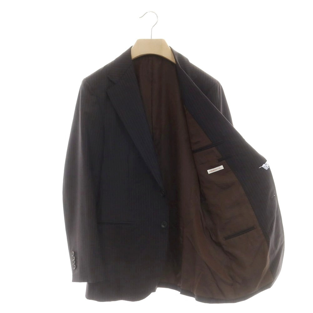 【中古】ゼルビーノ ZERBINO ウール ストライプ 3つボタンスーツ チャコールグレー系【 表記なし(S位) 】【 状態ランクA 】【 メンズ 】