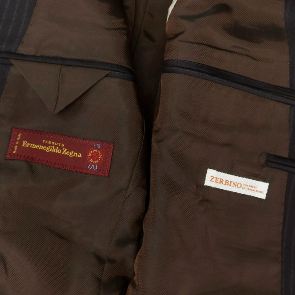 【中古】ゼルビーノ ZERBINO ウール ストライプ 3つボタンスーツ チャコールグレー系【 表記なし(S位) 】【 状態ランクA 】【 メンズ 】