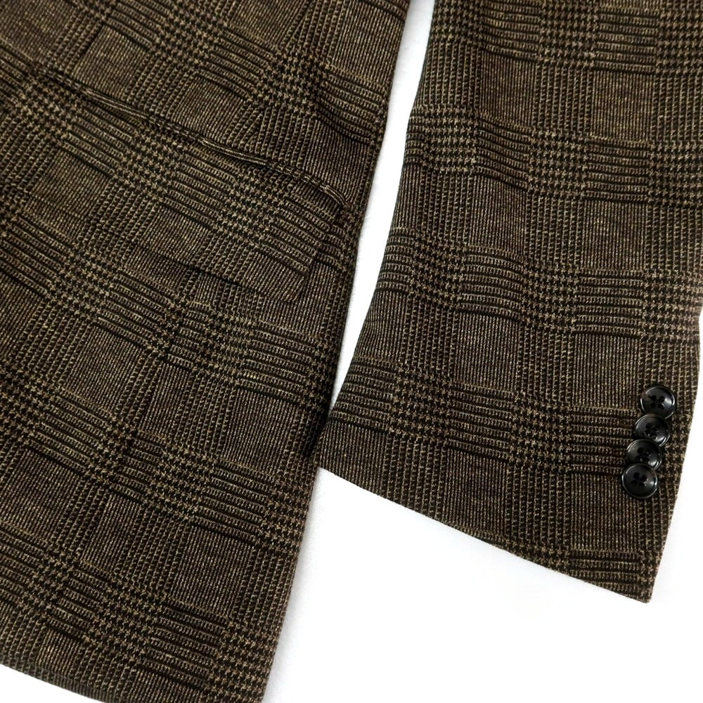 【中古】ワーカークロージングサプライ WORKER CLOTHING SUPPLY ポリエステルレーヨン チェック 2つボタンスーツ ブラウン【 M 】【 状態ランクB 】【 メンズ 】