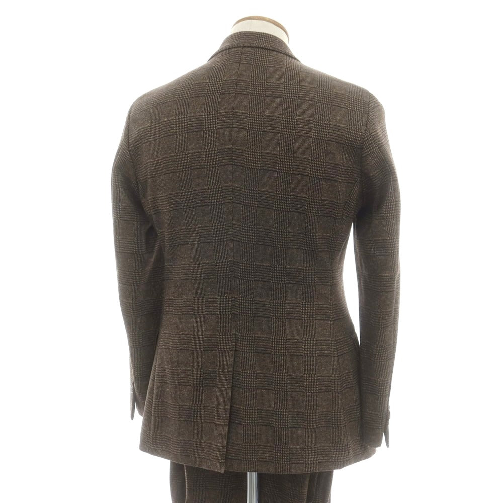 【中古】ワーカークロージングサプライ WORKER CLOTHING SUPPLY ポリエステルレーヨン チェック 2つボタンスーツ ブラウン【 M 】【 状態ランクB 】【 メンズ 】