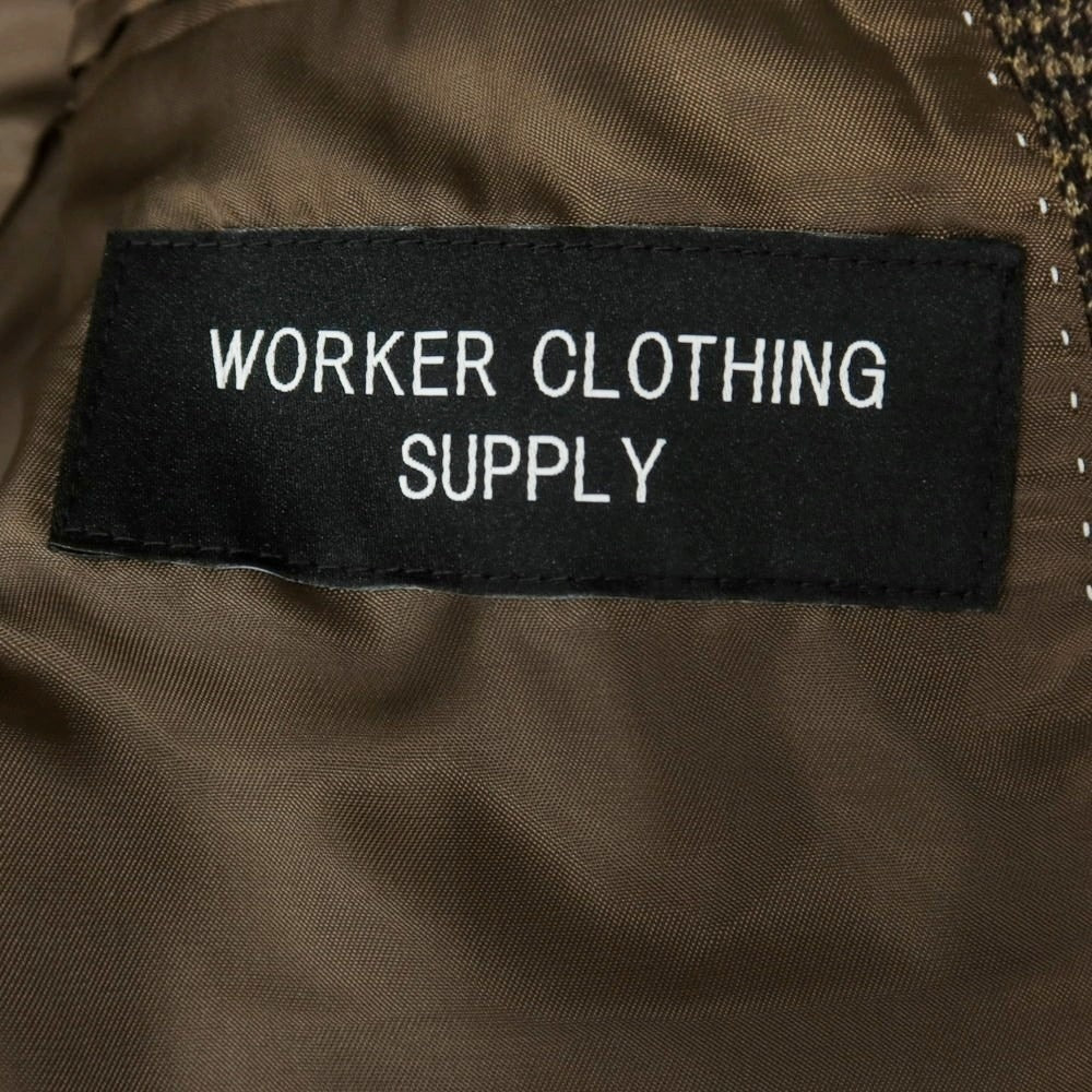 【中古】ワーカークロージングサプライ WORKER CLOTHING SUPPLY ポリエステルレーヨン チェック 2つボタンスーツ ブラウン【 M 】【 状態ランクB 】【 メンズ 】