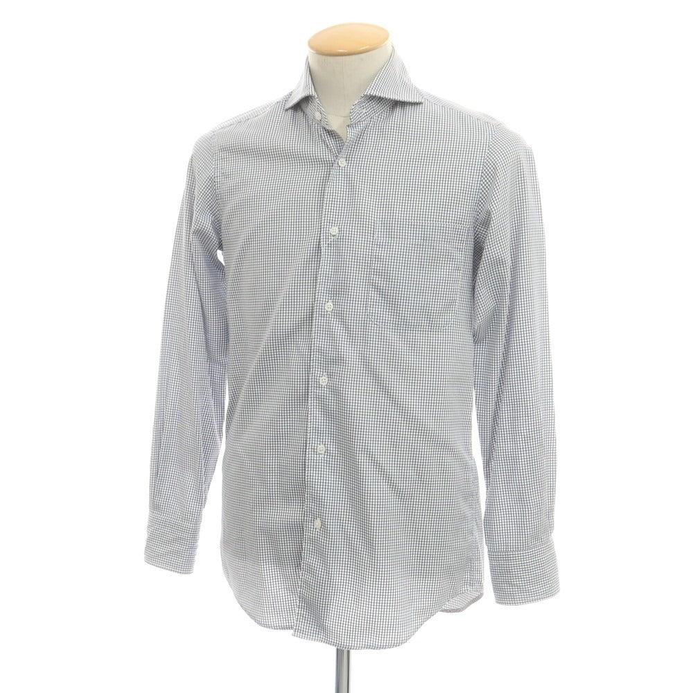 【中古】ア デイ イン ザ ライフ ユナイテッドアローズ a day in the life united arrows コットン チェック ホリゾンタルカラー カジュアルシャツ ネイビーxホワイト【 38 】【 状態ランクC 】【 メンズ 】