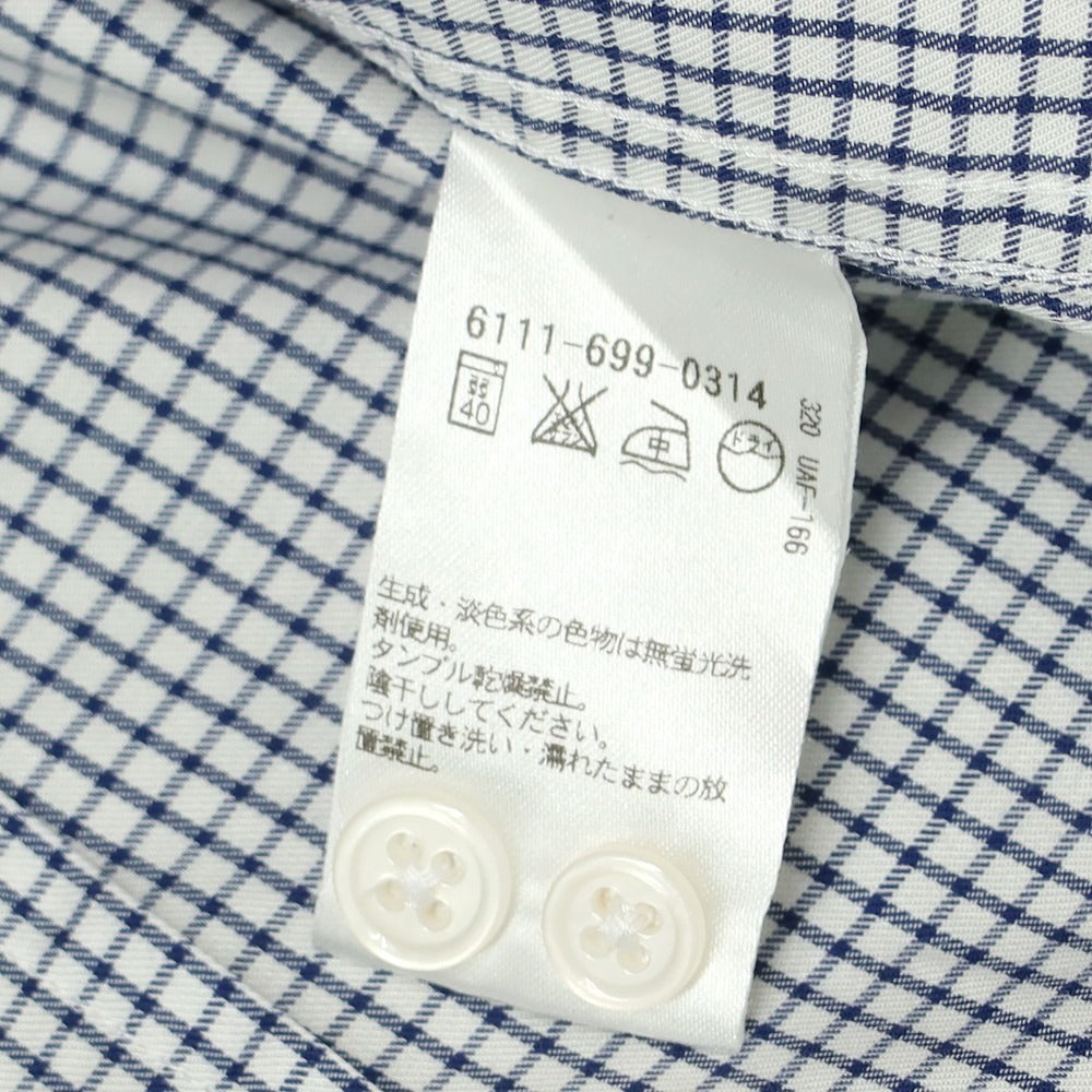 【中古】ア デイ イン ザ ライフ ユナイテッドアローズ a day in the life united arrows コットン チェック ホリゾンタルカラー カジュアルシャツ ネイビーxホワイト【 38 】【 状態ランクC 】【 メンズ 】