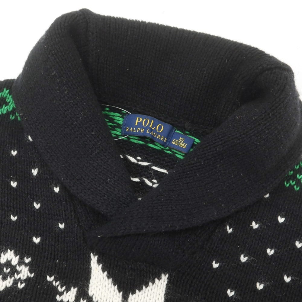 【中古】ポロ ラルフローレン Polo Ralph Lauren コットンアンゴラカシミヤ ショールカラー プルオーバーニット ブラック【 XS 】【 状態ランクC 】【 メンズ 】