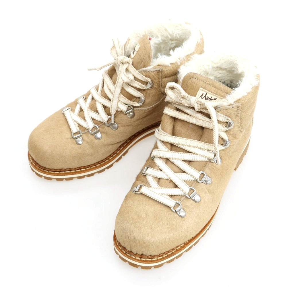 【中古】モンテリアーナ MONTELLIANA ハラコレザー マウンテンブーツ ベージュ【 39 】【 状態ランクA 】【 メンズ 】