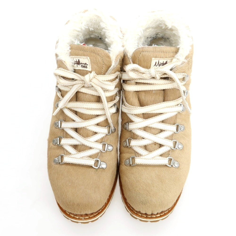 【中古】モンテリアーナ MONTELLIANA ハラコレザー マウンテンブーツ ベージュ【 39 】【 状態ランクA 】【 メンズ 】