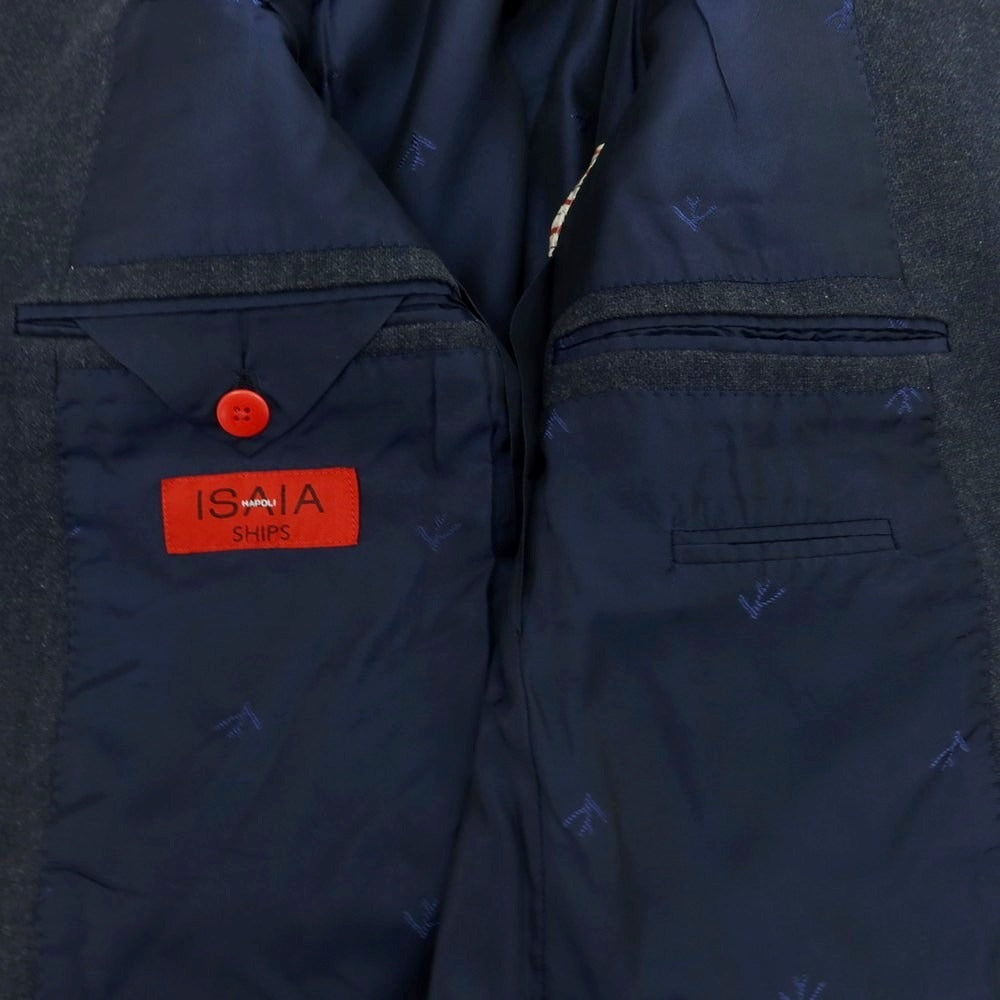 【中古】イザイア ISAIA ウールコットン テーラードジャケット グレイッシュネイビー【 48 】【 状態ランクD 】【 メンズ 】