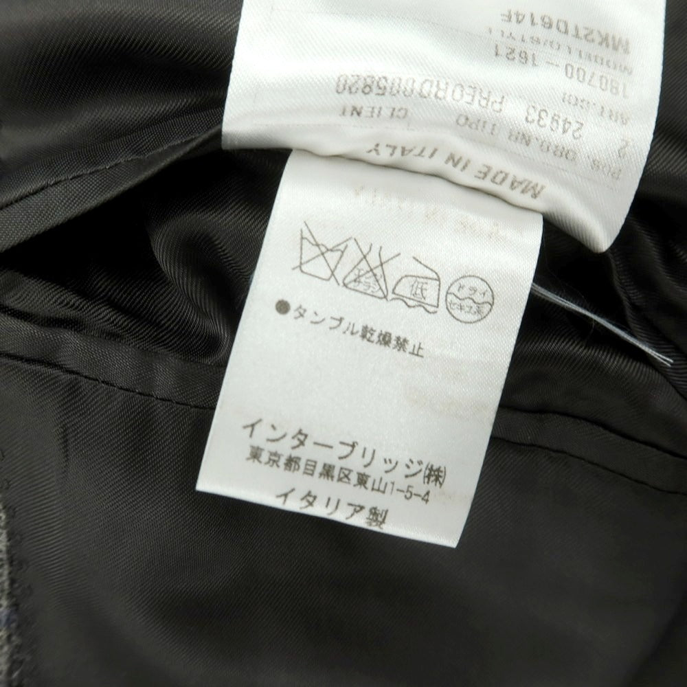 【中古】カルーゾ CARUSO ウール チェック ダブル テーラードジャケット グレーxネイビー【 50 】【 状態ランクC 】【 メンズ 】