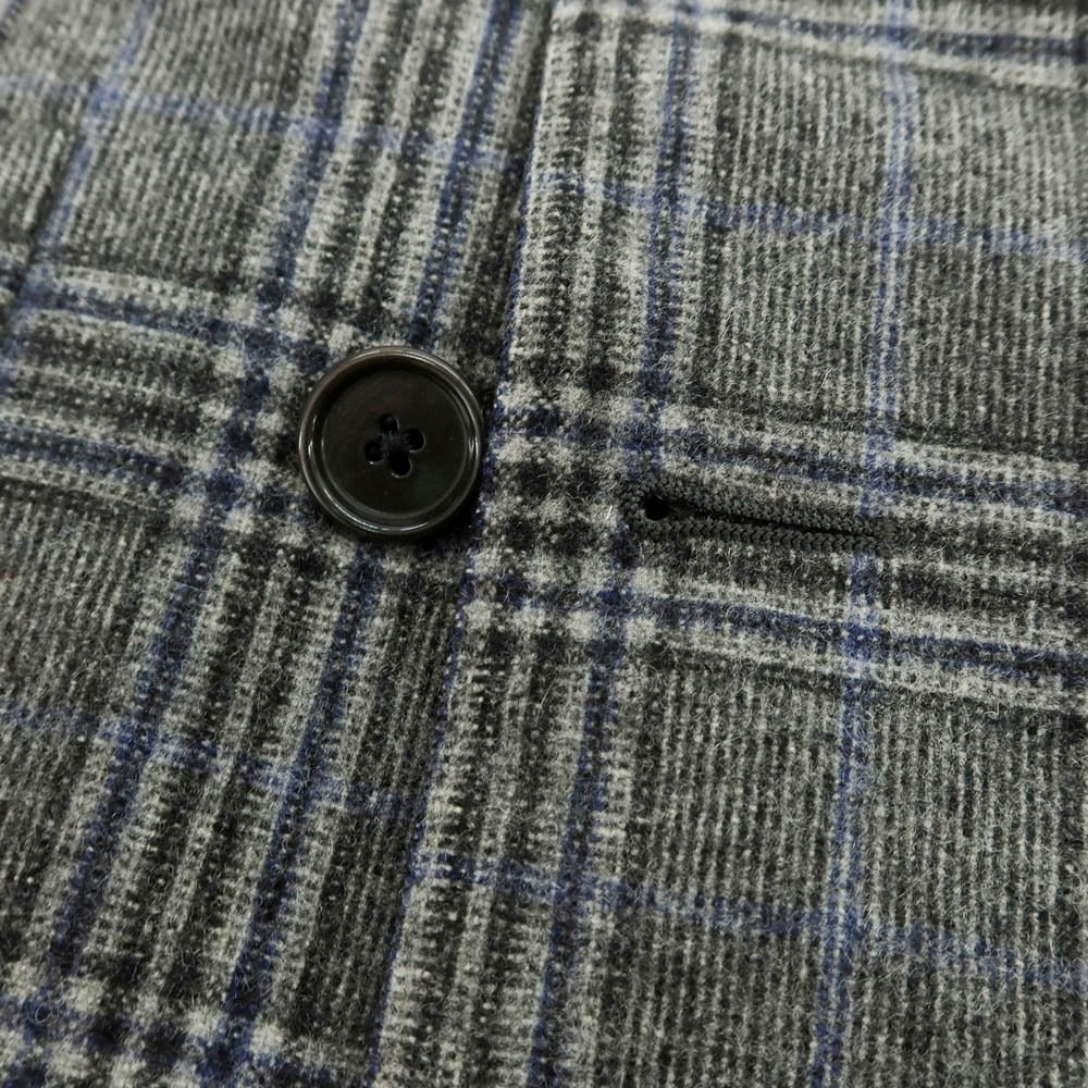 【中古】カルーゾ CARUSO ウール チェック ダブル テーラードジャケット グレーxネイビー【 50 】【 状態ランクC 】【 メンズ 】