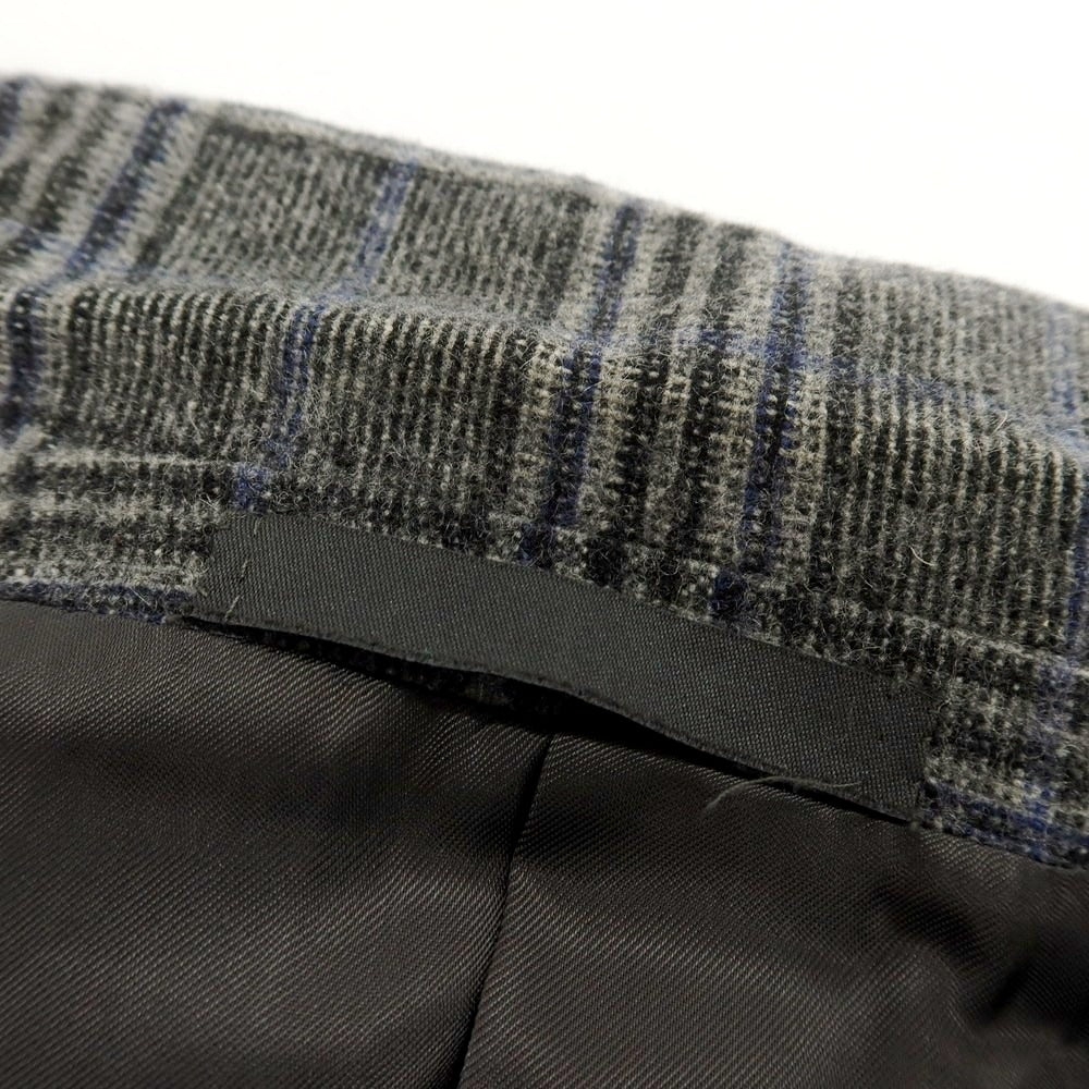 【中古】カルーゾ CARUSO ウール チェック ダブル テーラードジャケット グレーxネイビー【 50 】【 状態ランクC 】【 メンズ 】