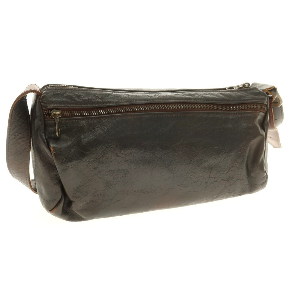 【中古】ジャスエムビー JAS.M.B レザー ショルダーバッグ ダークブラウン【 状態ランクC 】【 メンズ 】