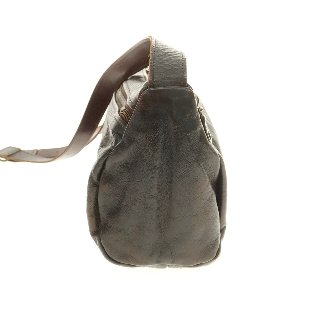 【中古】ジャスエムビー JAS.M.B レザー ショルダーバッグ ダークブラウン【 状態ランクC 】【 メンズ 】