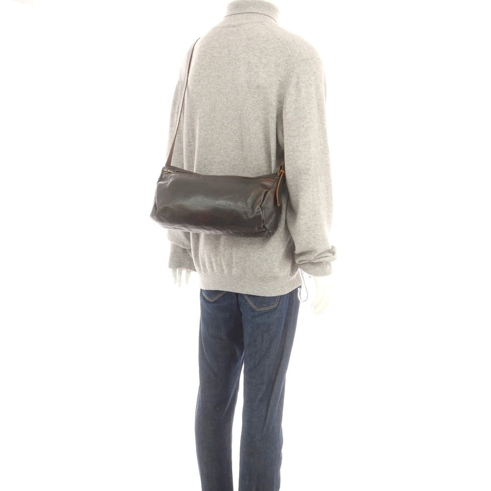 【中古】ジャスエムビー JAS.M.B レザー ショルダーバッグ ダークブラウン【 状態ランクC 】【 メンズ 】
