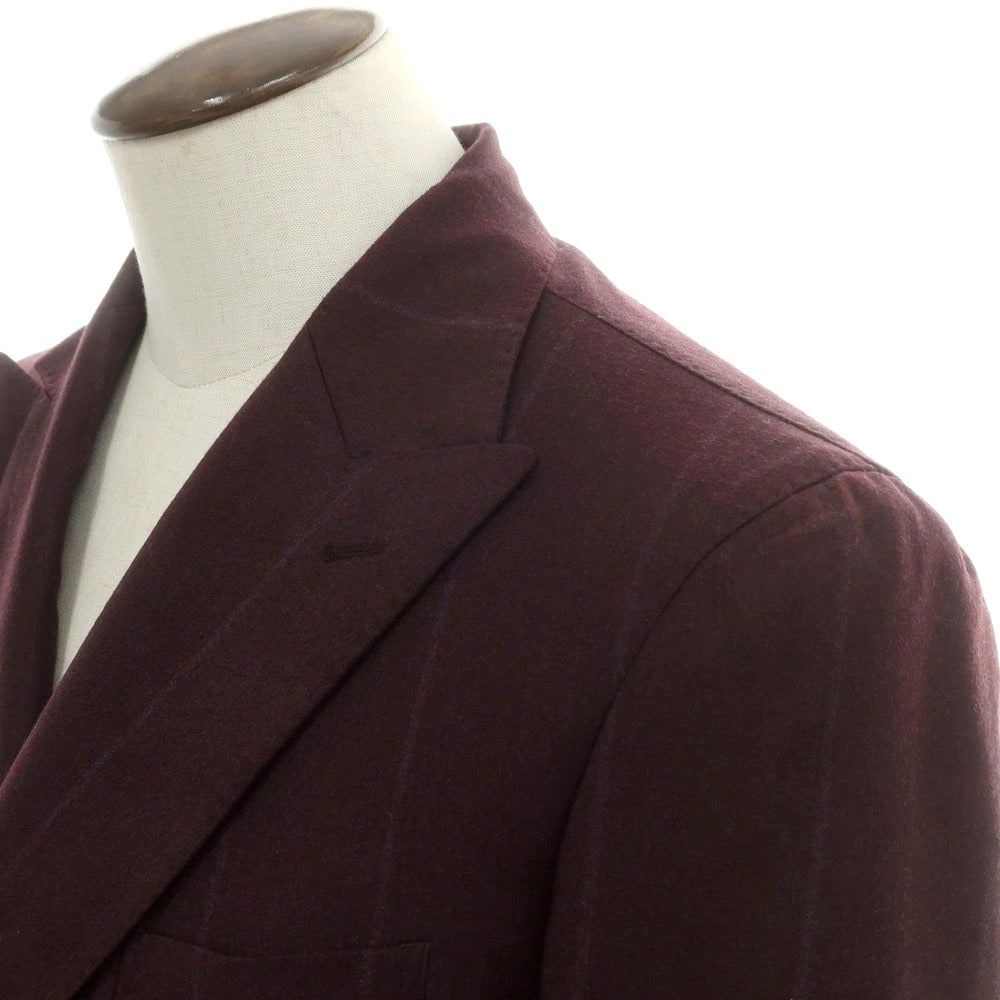 【中古】エルビーエム1911 L.B.M.1911 ストレッチウール ストライプ ダブルスーツ ボルドー【 52 】【 状態ランクA 】【 メンズ 】