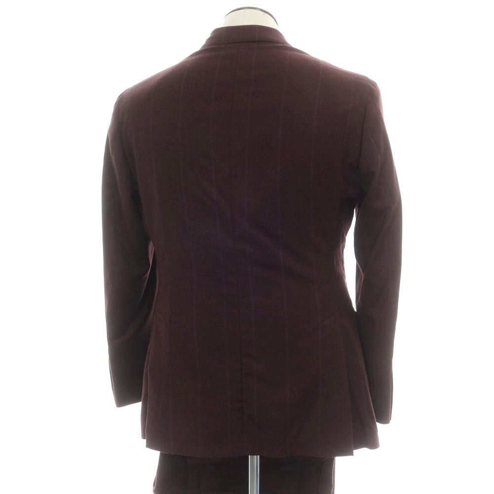 【中古】エルビーエム1911 L.B.M.1911 ストレッチウール ストライプ ダブルスーツ ボルドー【 52 】【 状態ランクA 】【 メンズ 】