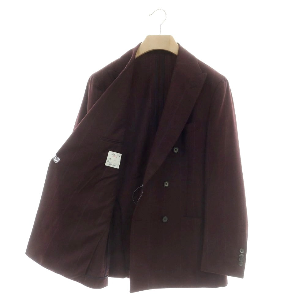 【中古】エルビーエム1911 L.B.M.1911 ストレッチウール ストライプ ダブルスーツ ボルドー【 52 】【 状態ランクA 】【 メンズ 】