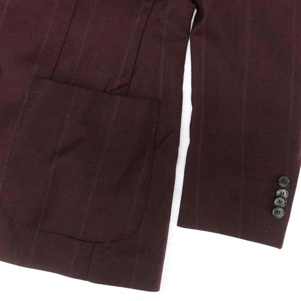 【中古】エルビーエム1911 L.B.M.1911 ストレッチウール ストライプ ダブルスーツ ボルドー【 52 】【 状態ランクA 】【 メンズ 】