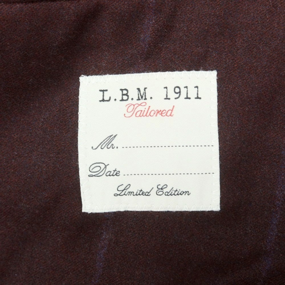 【中古】エルビーエム1911 L.B.M.1911 ストレッチウール ストライプ ダブルスーツ ボルドー【 52 】【 状態ランクA 】【 メンズ 】