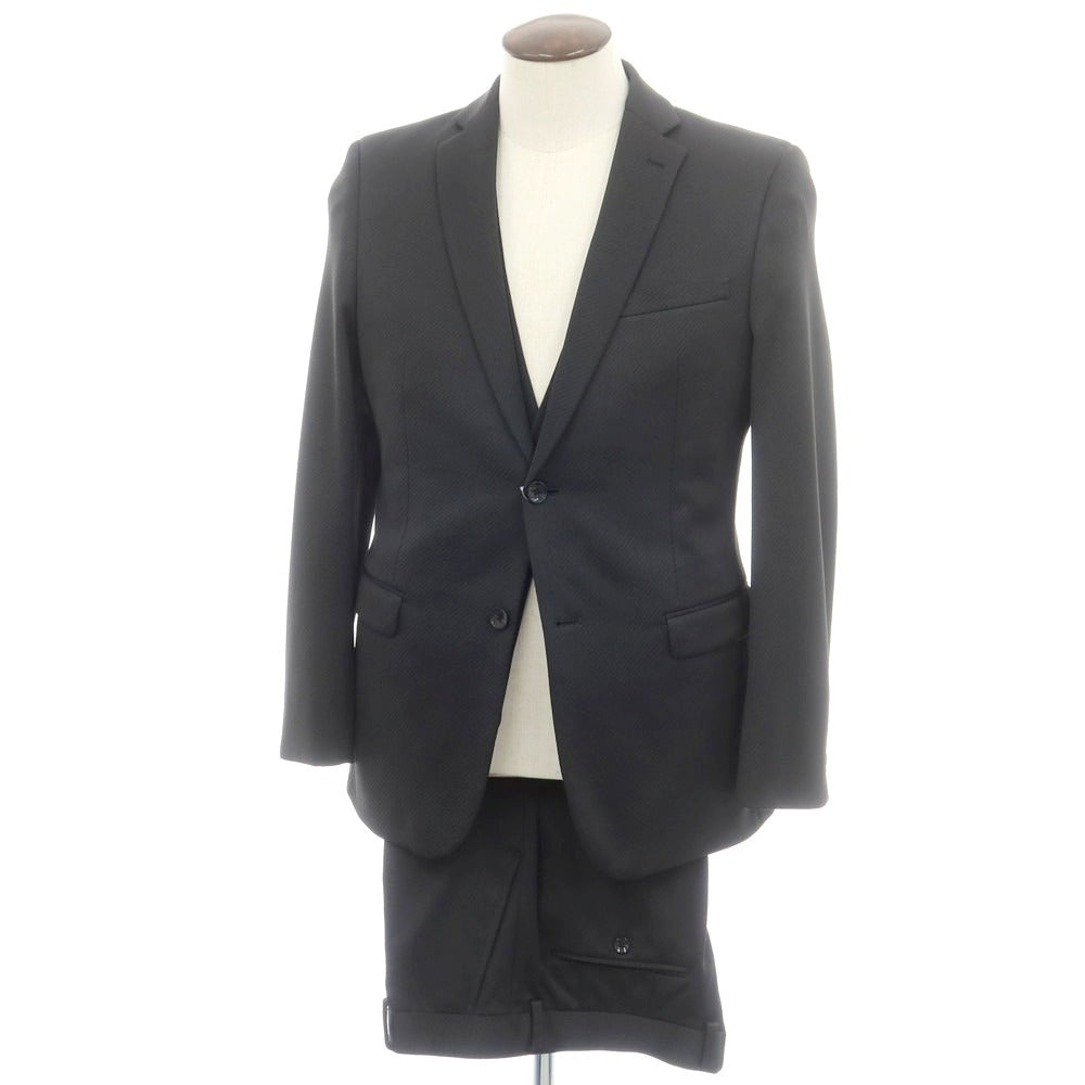 【中古】レノマ renoma ポリエステルジャージー 2つボタンスーツ ブラックグレー【 表記なし(L位) 】【 状態ランクB 】【 メンズ 】