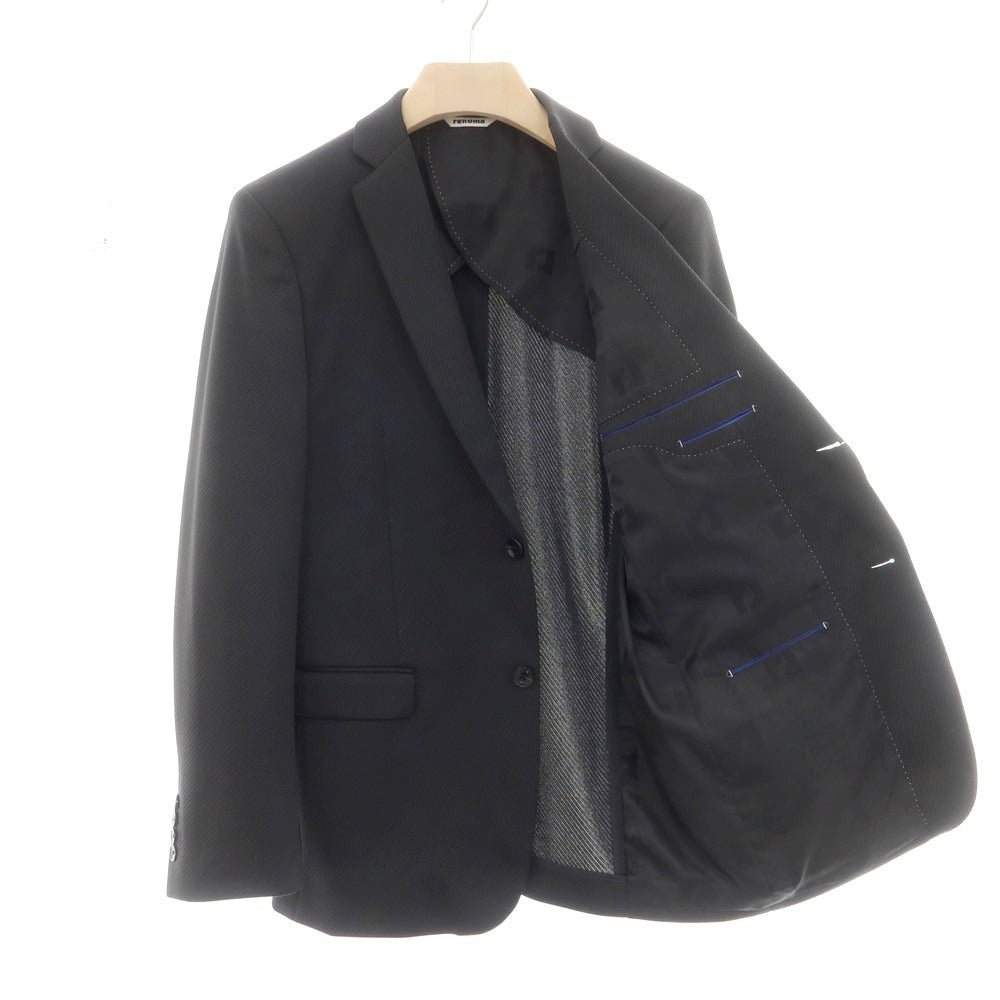 【中古】レノマ renoma ポリエステルジャージー 2つボタンスーツ ブラックグレー【 表記なし(L位) 】【 状態ランクB 】【 メンズ 】