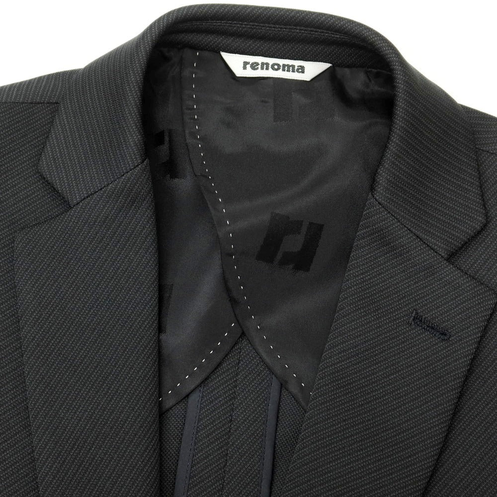 【中古】レノマ renoma ポリエステルジャージー 2つボタンスーツ ブラックグレー【 表記なし(L位) 】【 状態ランクB 】【 メンズ 】
