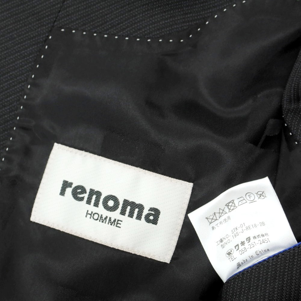 【中古】レノマ renoma ポリエステルジャージー 2つボタンスーツ ブラックグレー【 表記なし(L位) 】【 状態ランクB 】【 メンズ 】
