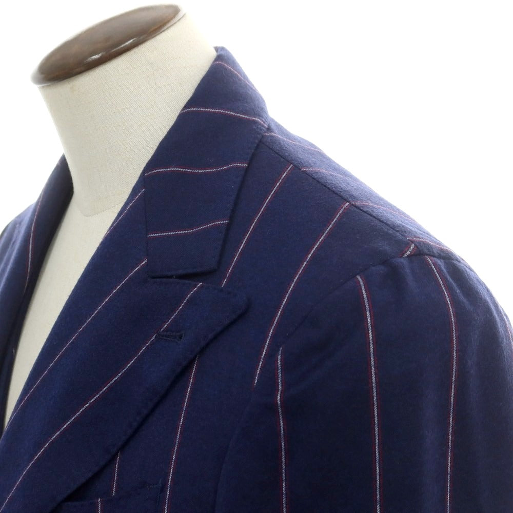 【中古】ガブリエレ パジーニ Gabriele Pasini ストレッチウール ストライプ スリーピース ダブルスーツ ネイビー【 50 】【 状態ランクB 】【 メンズ 】