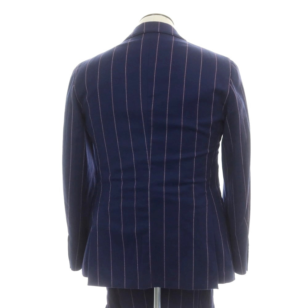 【中古】ガブリエレ パジーニ Gabriele Pasini ストレッチウール ストライプ スリーピース ダブルスーツ ネイビー【 50 】【 状態ランクB 】【 メンズ 】