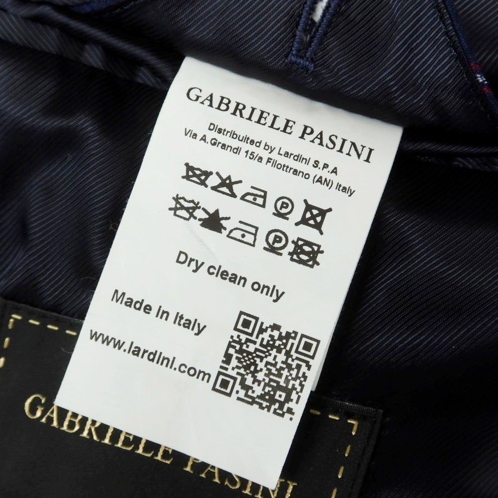【中古】ガブリエレ パジーニ Gabriele Pasini ストレッチウール ストライプ スリーピース ダブルスーツ ネイビー【 50 】【 状態ランクB 】【 メンズ 】