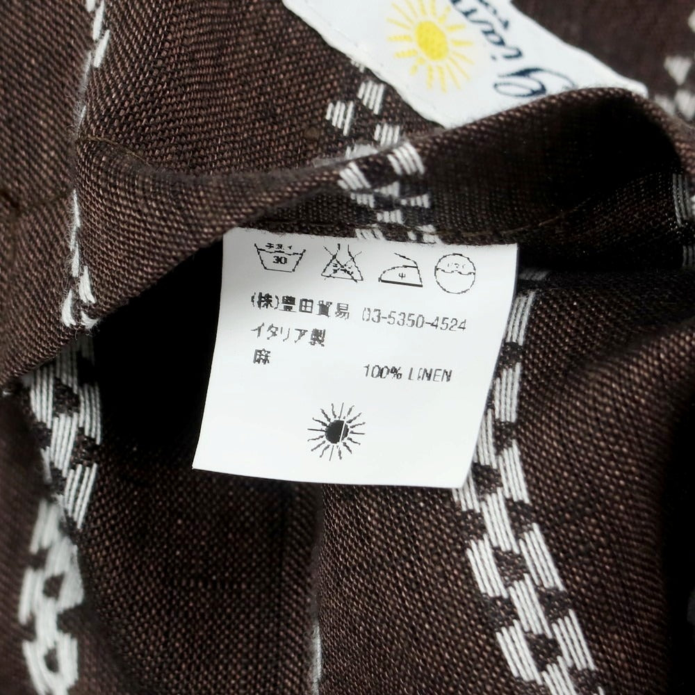 【中古】ジャンネット giannetto リネン ストライプ 2つボタンスーツ ブラウン【 上50/下48 】【 状態ランクB 】【 メンズ 】