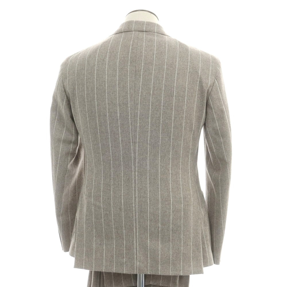 【中古】ルビアム LUBIAM ウール ストライプ ダブルスーツ グレージュ【 50 】【 状態ランクA 】【 メンズ 】