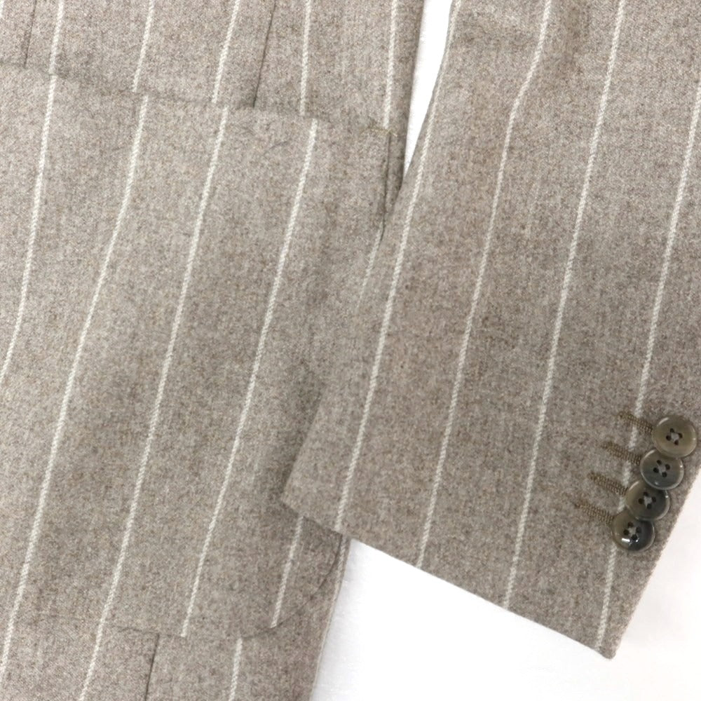 【中古】ルビアム LUBIAM ウール ストライプ ダブルスーツ グレージュ【 50 】【 状態ランクA 】【 メンズ 】