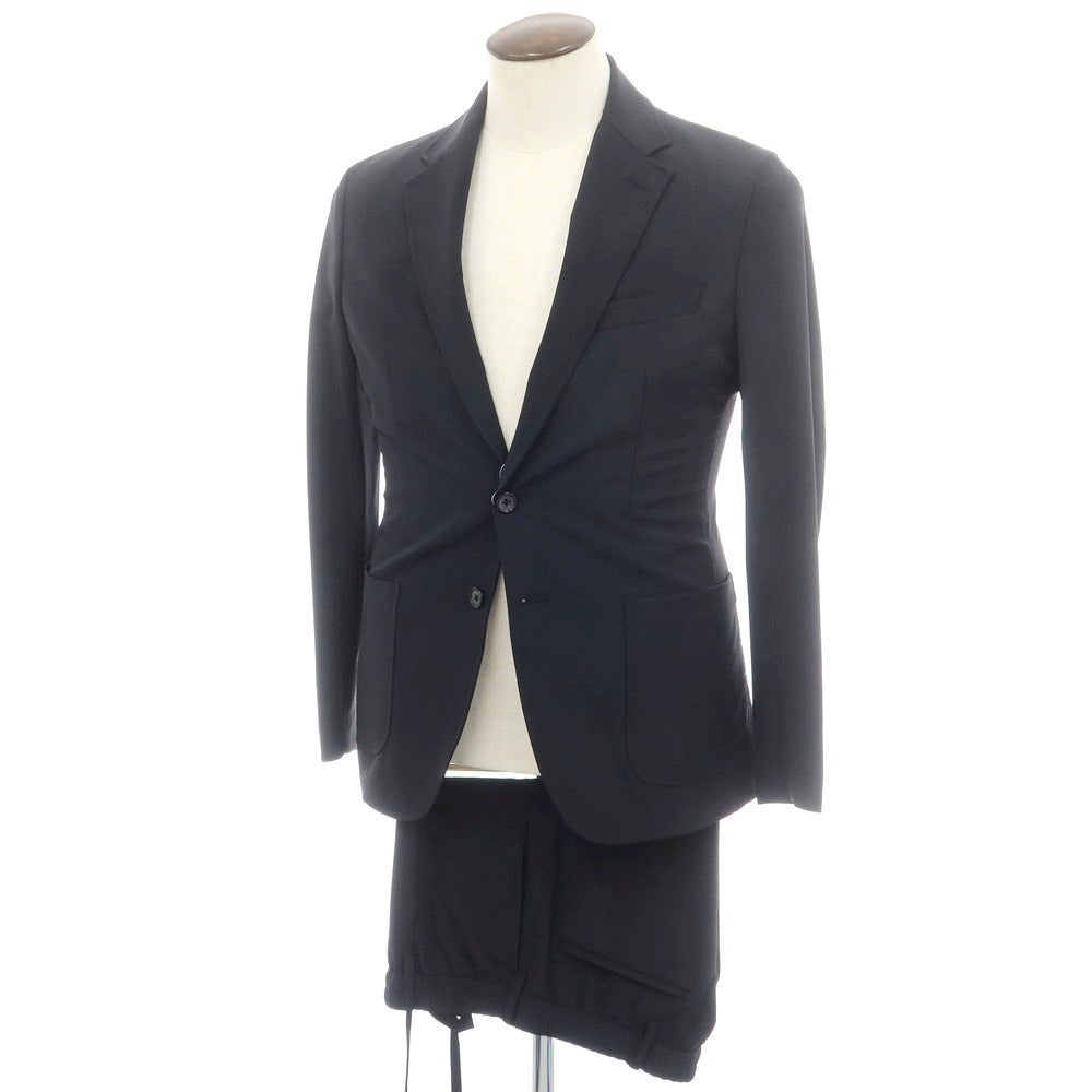 【中古】エストネーション ESTNATION ストレッチポリエステル 2つボタンスーツ ブラック【 上L/下S 】【 状態ランクB 】【 メンズ 】