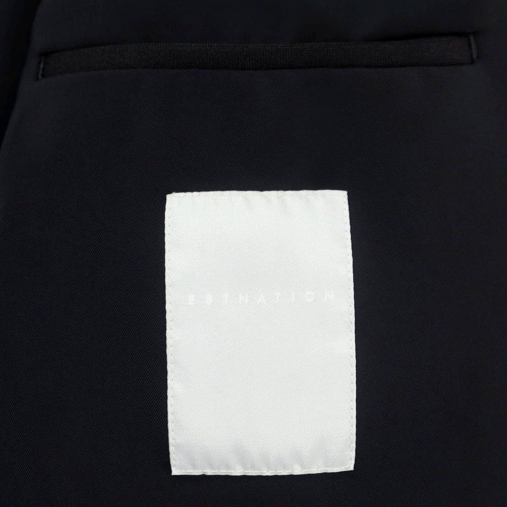 【中古】エストネーション ESTNATION ストレッチポリエステル 2つボタンスーツ ブラック【 上L/下S 】【 状態ランクB 】【 メンズ 】