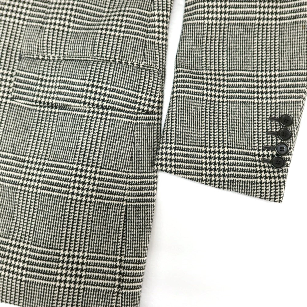 【中古】トゥモローランド TOMORROWLAND ウール グレンチェック 3つボタンスーツ ブラックxアイボリー【 48 】【 状態ランクD 】【 メンズ 】