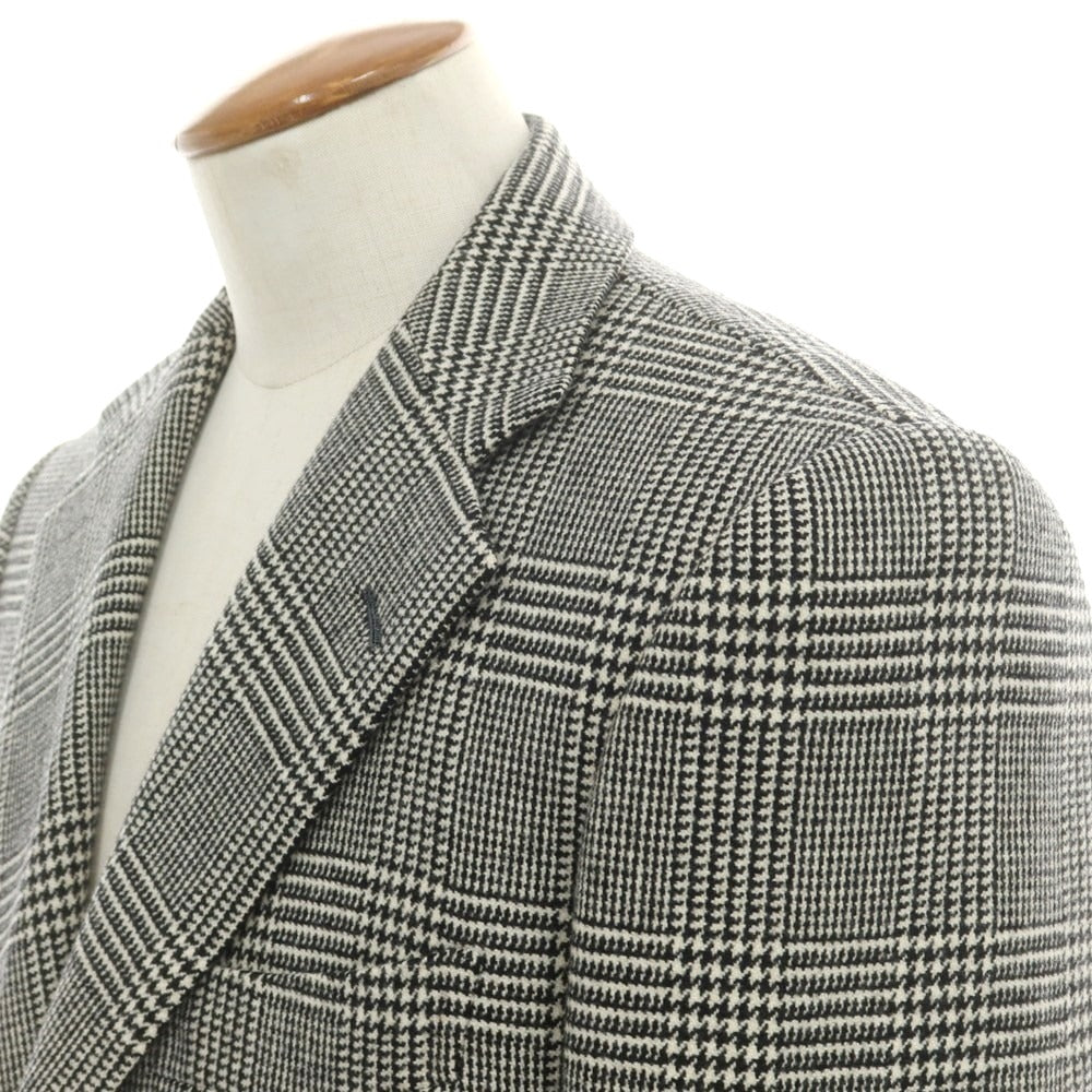 【中古】トゥモローランド TOMORROWLAND ウール グレンチェック 3つボタンスーツ ブラックxアイボリー【 48 】【 状態ランクD 】【 メンズ 】