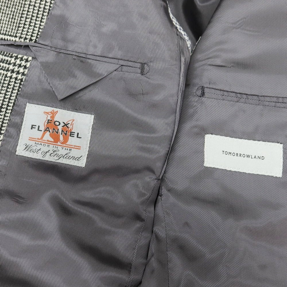 【中古】トゥモローランド TOMORROWLAND ウール グレンチェック 3つボタンスーツ ブラックxアイボリー【 48 】【 状態ランクD 】【 メンズ 】