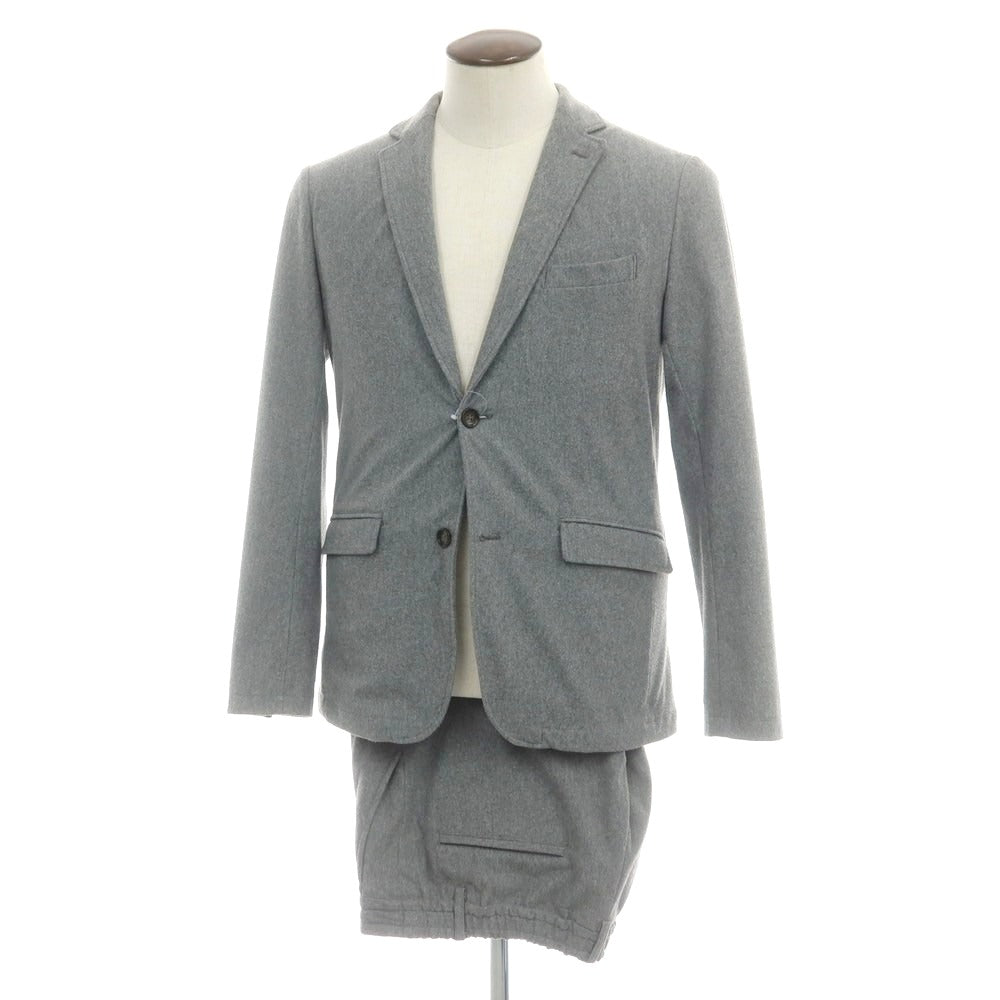 【中古】ナノユニバース nano universe ポリエステルコットンジャージー 2つボタンスーツ グレー【 上L/下M 】【 状態ランクC 】【 メンズ 】