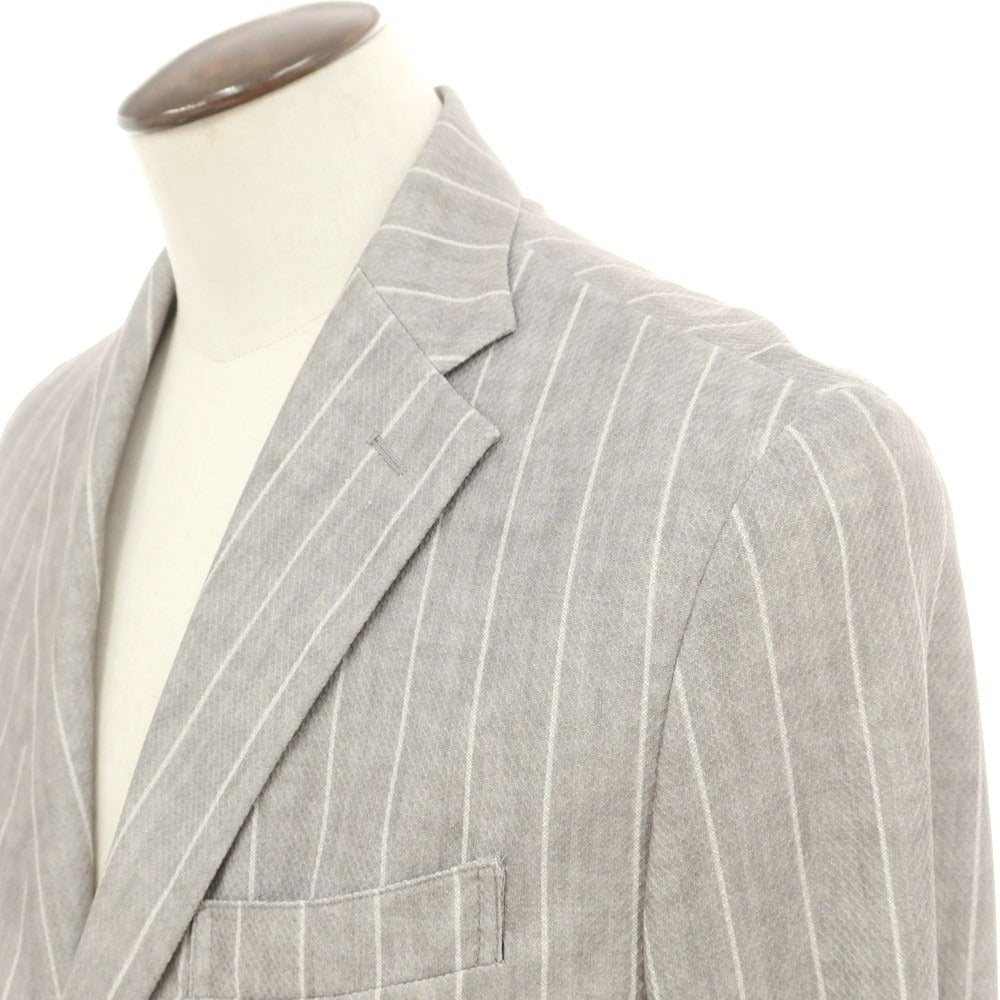 【中古】ジーステージ g-stage ストレッチポリエステル ストライプ 2つボタンスーツ グレージュ【 50/48 】【 状態ランクB 】【 メンズ 】