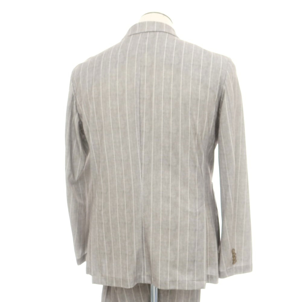 【中古】ジーステージ g-stage ストレッチポリエステル ストライプ 2つボタンスーツ グレージュ【 50/48 】【 状態ランクB 】【 メンズ 】