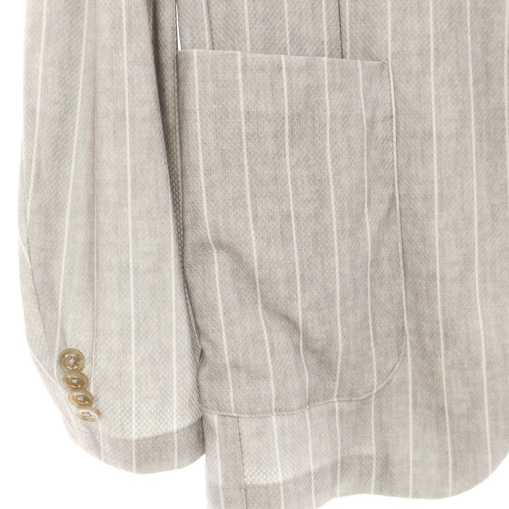 【中古】ジーステージ g-stage ストレッチポリエステル ストライプ 2つボタンスーツ グレージュ【 50/48 】【 状態ランクB 】【 メンズ 】