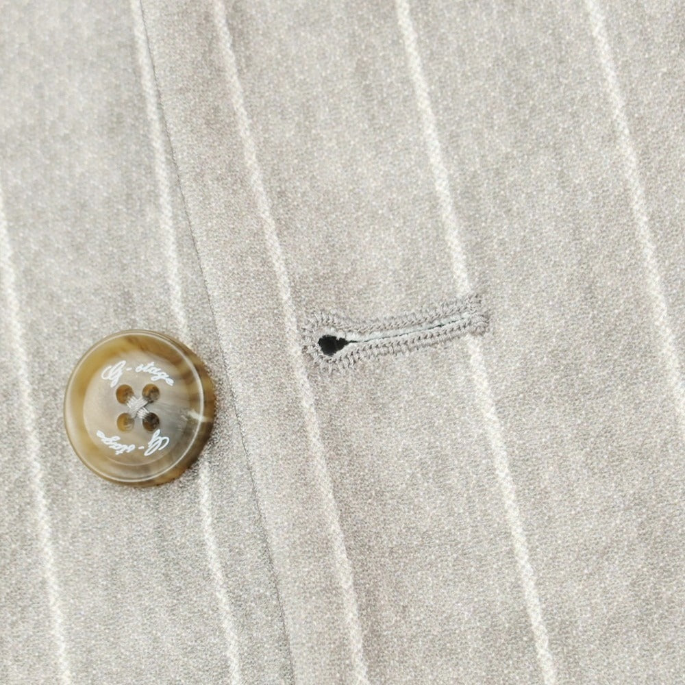 【中古】ジーステージ g-stage ストレッチポリエステル ストライプ 2つボタンスーツ グレージュ【 50/48 】【 状態ランクB 】【 メンズ 】