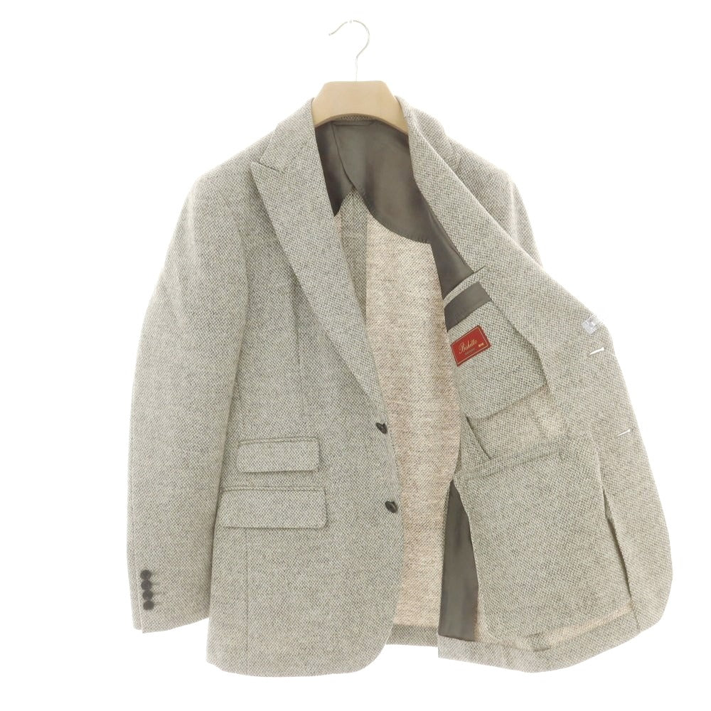 【中古】ビシット ユニバーサルランゲージ Bishitto UNIVERSAL LANGUAGE ツイードウール テーラードジャケット ベージュ【 50 】【 状態ランクB 】【 メンズ 】