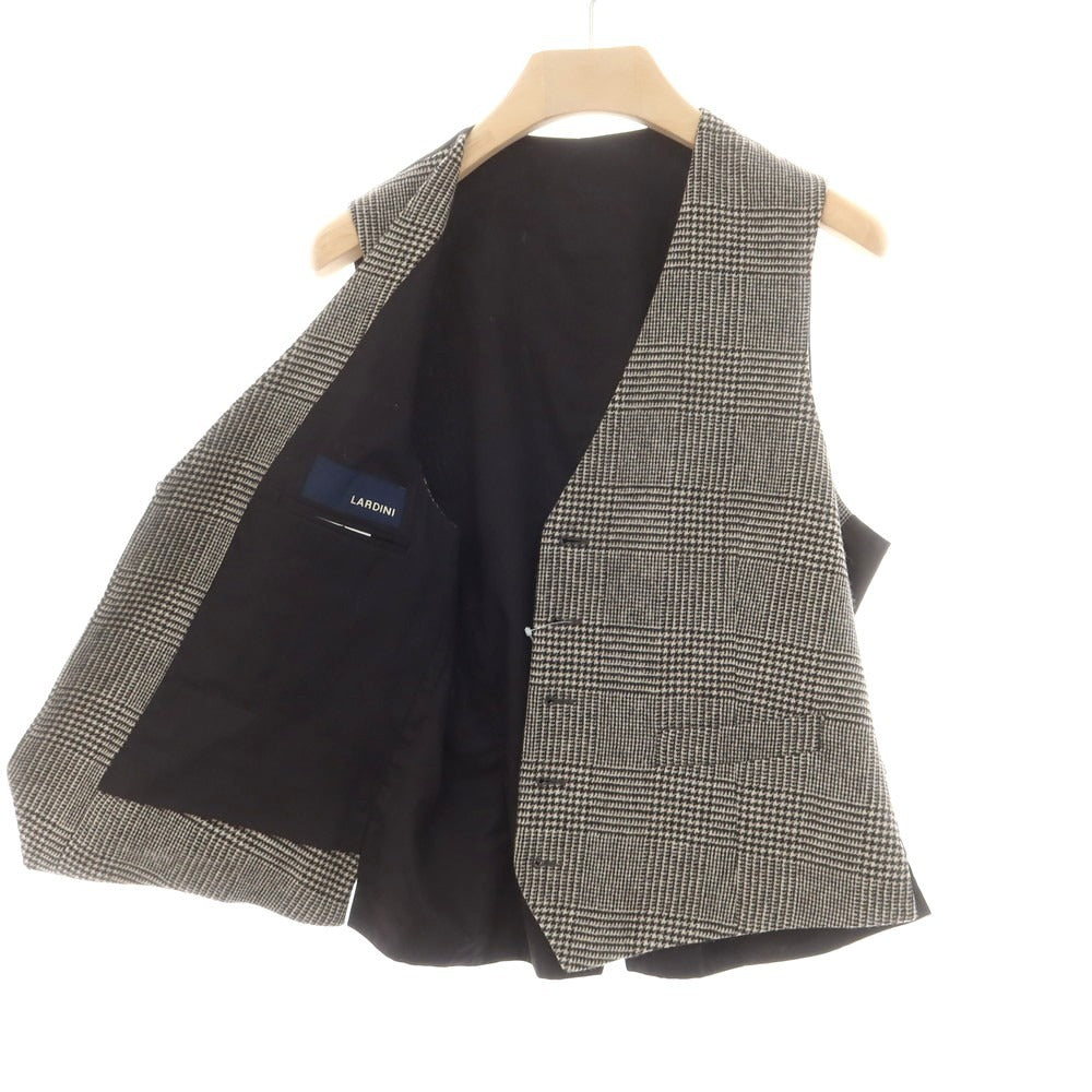 【中古】ラルディーニ LARDINI ウール チェック ドレス系ジレ ベスト ブラックxアイボリー【 50 】【 状態ランクB 】【 メンズ 】