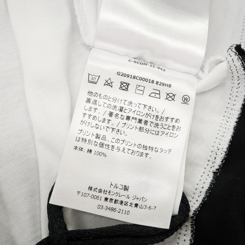 【中古】モンクレール MONCLER コットン クルーネック 半袖Tシャツ ホワイトxブラック【 L 】【 状態ランクB 】【 メンズ 】