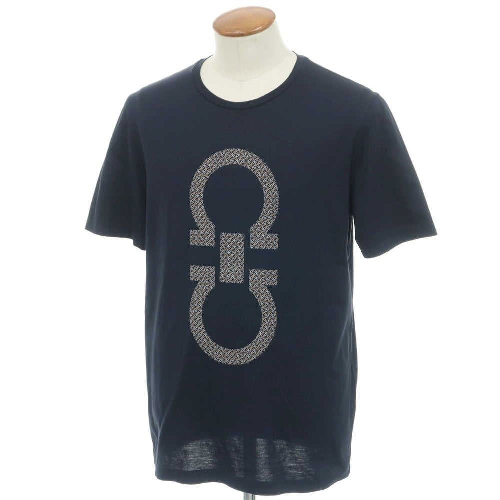 【中古】サルヴァトーレフェラガモ Salvatore Ferragamo コットン クルーネック 半袖Tシャツ ネイビー【 M 】【 状態ランクB 】【 メンズ 】