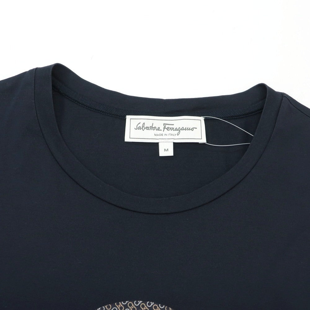 【中古】サルヴァトーレフェラガモ Salvatore Ferragamo コットン クルーネック 半袖Tシャツ ネイビー【 M 】【 状態ランクB 】【 メンズ 】