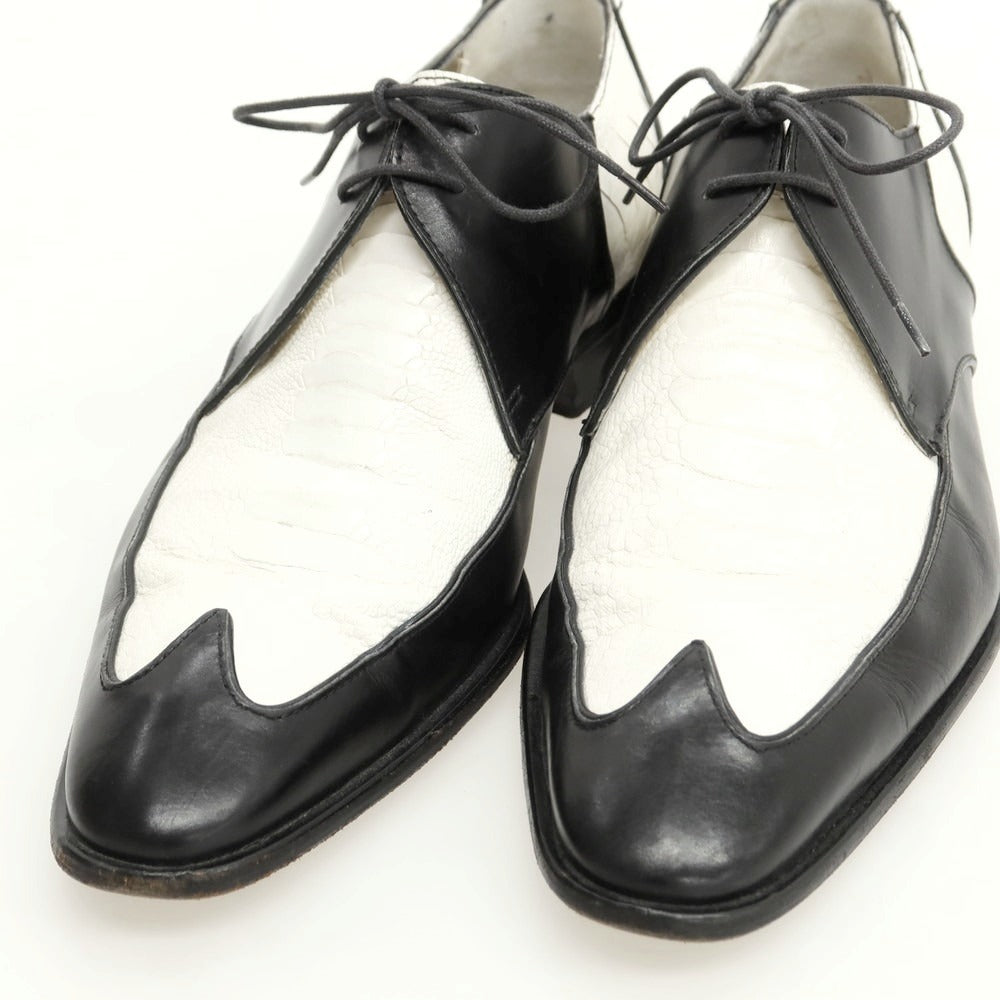 【中古】アラウンド ザ シューズ around the shoes ウイングチップ ドレスシューズ ブラックxホワイト【 41 】【 状態ランクC 】【 メンズ 】