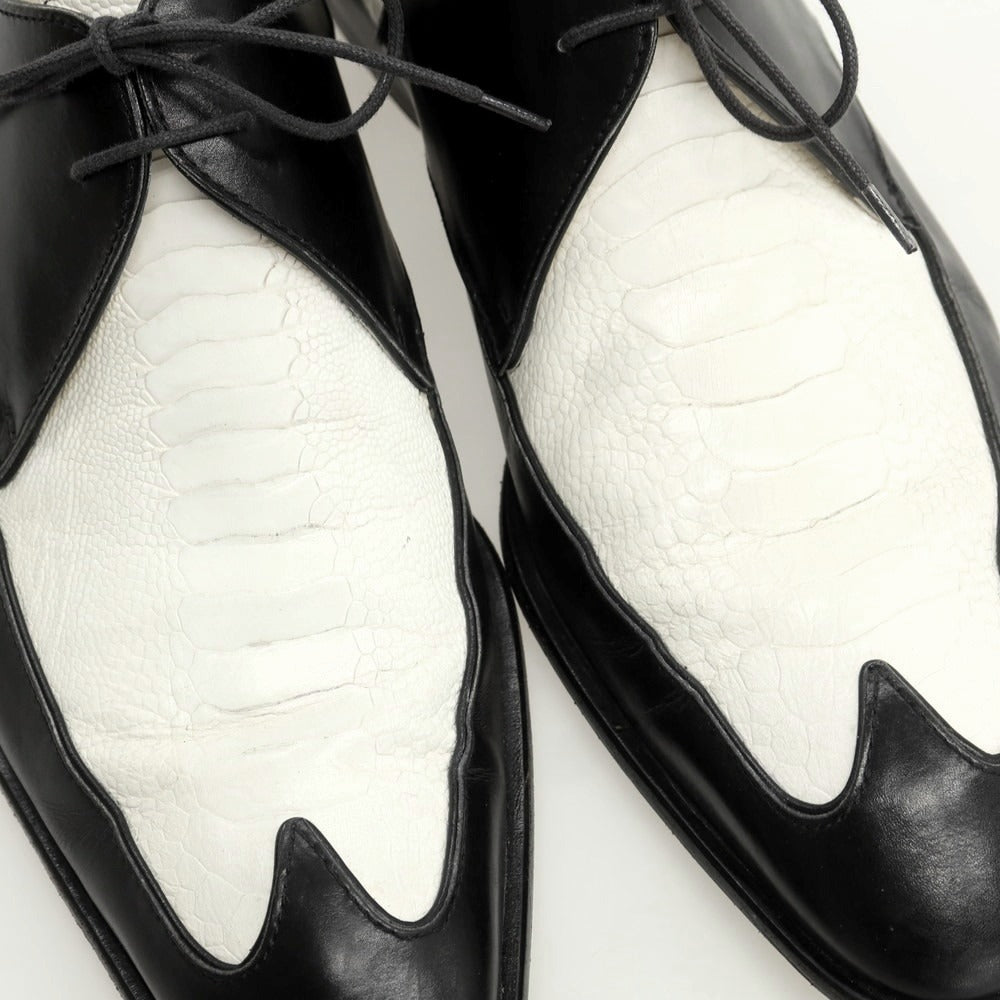 【中古】アラウンド ザ シューズ around the shoes ウイングチップ ドレスシューズ ブラックxホワイト【 41 】【 状態ランクC 】【 メンズ 】