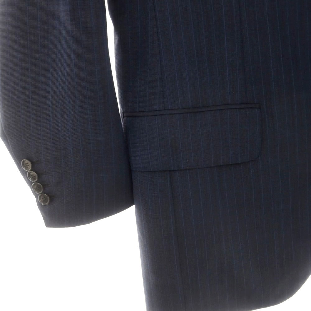 【中古】サルトリア アットリーニ Sartoria Attolini ウールカシミヤ ストライプ 3つボタンスーツ ネイビーxブルー【 44 】【 状態ランクC 】【 メンズ 】